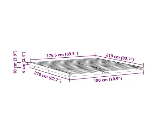 Grindų Lovos Rėmas Vaško Ruda 180 X 210 Cm Pušies Masyvas