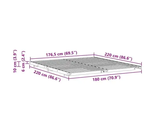 Grindų Lovos Rėmas Ruda 180 X 220 Cm Pušies Masyvas