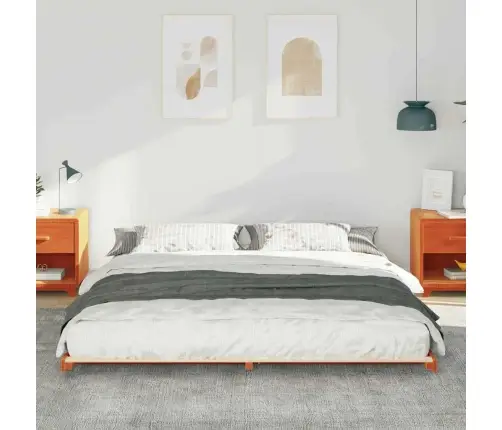 Grīdas Gultas Rāmis Vaska Brūna 180 X 220 Cm Priedes Masīvkoks Vidaxl