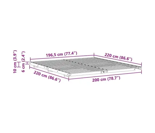 Grindų Lovos Rėmas Vaško Ruda 200 X 220 Cm Pušies Masyvas