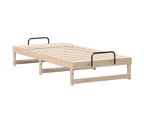 Gultas Rāmis Ar Pārvadāšanas Rokturiem Brūna 90 X 190 Cm Vidaxl