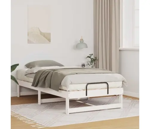 Voodi Raam Valge 90 X 190 Cm Tahke Mänd