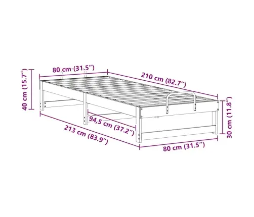 Lovos Rėmas Balta 80 X 210 Cm Kietos Pušies Mediena