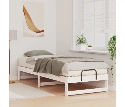 Gultas Rāmis Ar Pārvadāšanas Rokturiem Balts 90 X 210 Cm Vidaxl