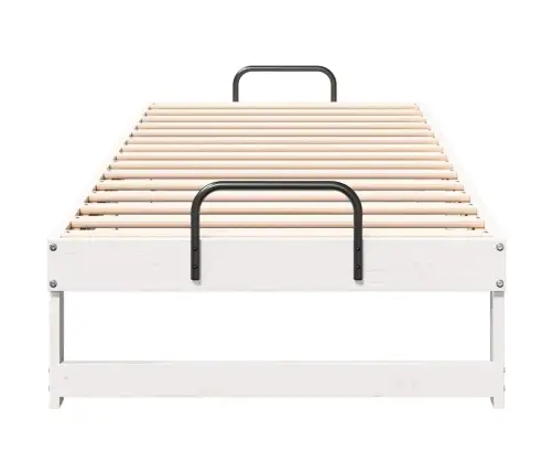 Gultas Rāmis Ar Pārvadāšanas Rokturiem Balts 90 X 210 Cm Vidaxl