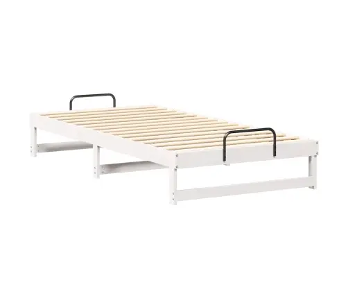 Gultas Rāmis Ar Pārvadāšanas Rokturiem Balts 100 X 210 Cm Vidaxl