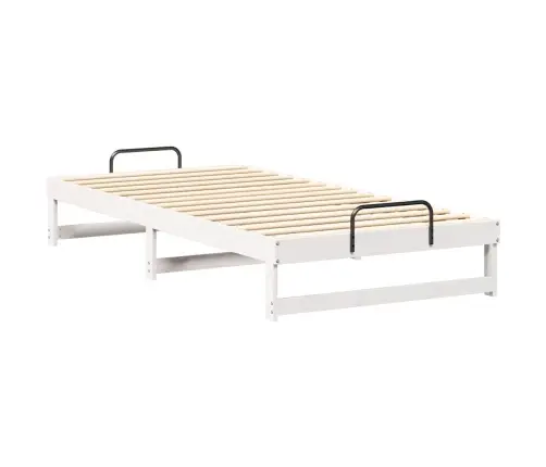 Gultas Rāmis Ar Pārvadāšanas Rokturiem Balts 100 X 210 Cm Vidaxl