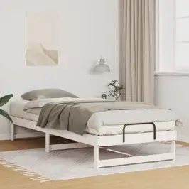 Gultas Rāmis Balts 90 X 220 Cm Ciets Priedes Koks Vidaxl