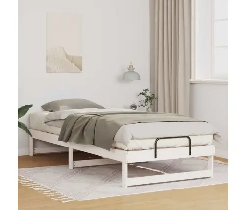 Gultas Rāmis Ar Pārvadāšanas Rokturiem Balts 90 X 220 Cm Vidaxl