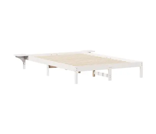 Voodi Raam Koos Külglaudadega Valge 140 X 210 Cm Tahke Mänd Voodi Raam Koos Külglaudadega Valge 140 X 210 Cm Tahke Mänd