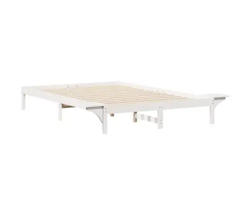 Voodi Raam Koos Külglaudadega Valge 140 X 210 Cm Tahke Mänd Voodi Raam Koos Külglaudadega Valge 140 X 210 Cm Tahke Mänd