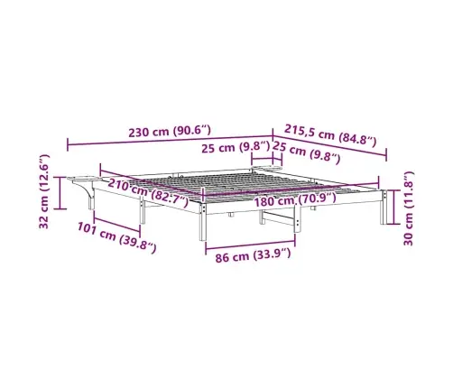 Gultas Rāmja Komplekts Ar Sānu Galdiem Vaks Brūns 180 X 210 Cm Vidaxl