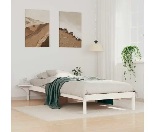 Gultas Rāmja Komplekts Ar Sānu Galdiem Balts 90 X 220 Cm Vidaxl