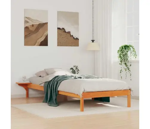 Gultas Rāmja Komplekts Ar Sānu Galdiem Vaks Brūns 90 X 220 Cm Vidaxl