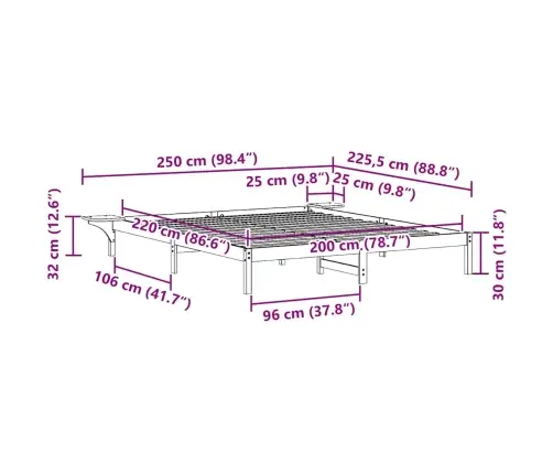 Gultas Rāmja Komplekts Ar Sānu Galdiem Vaks Brūns 200 X 220 Cm Vidaxl