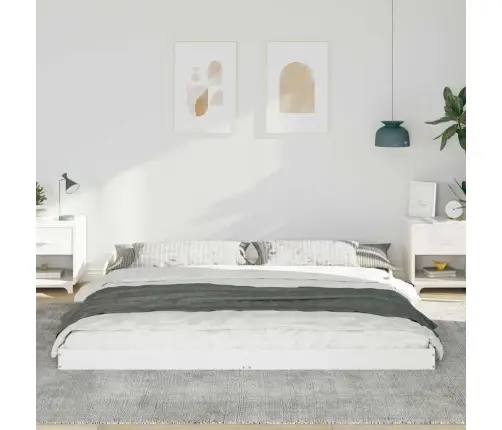 Gultas Rāmis Balts 200 X 200 Cm Priežu Koks Vidaxl