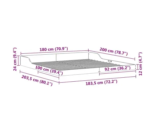Voodi Raam Pruun 180 X 200 Cm Tahke Mänd