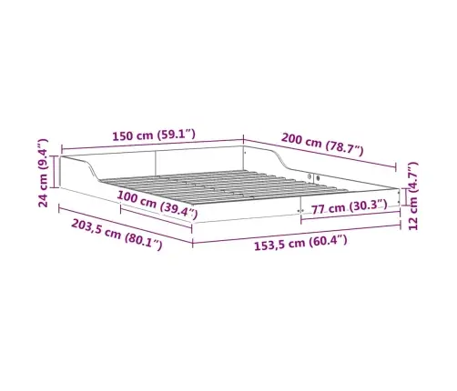 Lovos Rėmas Vaško Ruda 150 X 200 Cm Kietos Pušies Mediena