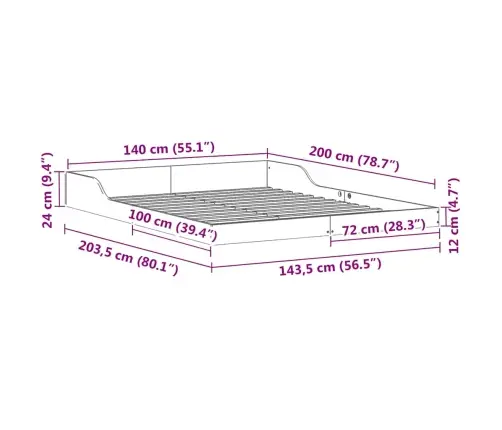 Gultas Rāmis Brūna 140 X 200 Cm Priedes Masīvkoks Vidaxl