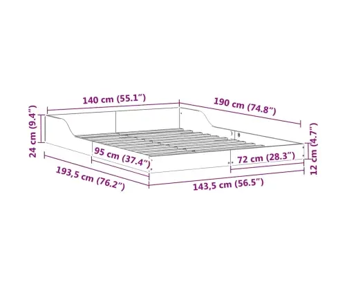 Voodi Raam Pruun 140 X 190 Cm Tahke Mänd