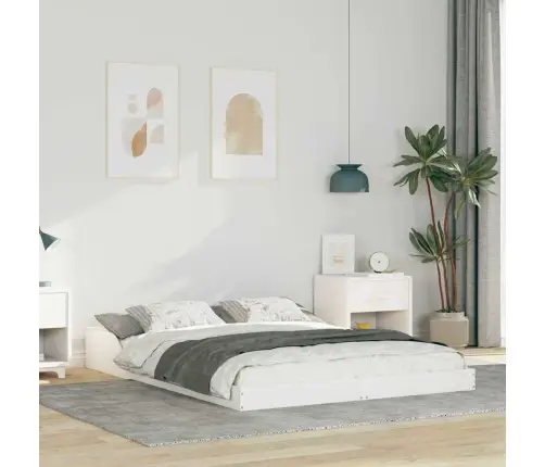 Gultas Rāmis Balts 140 X 190 Cm Priedes Masīvkoks Vidaxl
