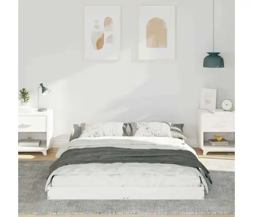 Gultas Rāmis Balts 140 X 190 Cm Priedes Masīvkoks Vidaxl