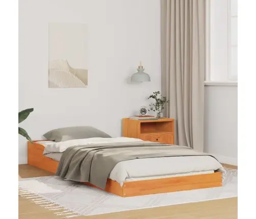 Gultas Rāmis Vaska Brūna 90 X 210 Cm Priedes Masīvkoks Vidaxl