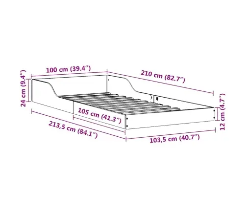 Lovos Rėmas Ruda 100 X 210 Cm Kietos Pušies Mediena