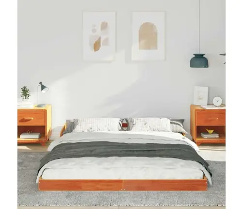 Gultas Rāmis Vaska Brūna 140 X 210 Cm Priedes Masīvkoks Vidaxl