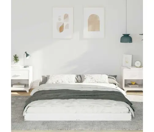 Voodi Raam Valge 160 X 210 Cm Tahke Mänd