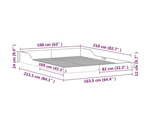 Voodi Raam Vahapruun 160 X 210 Cm Tahke Mänd