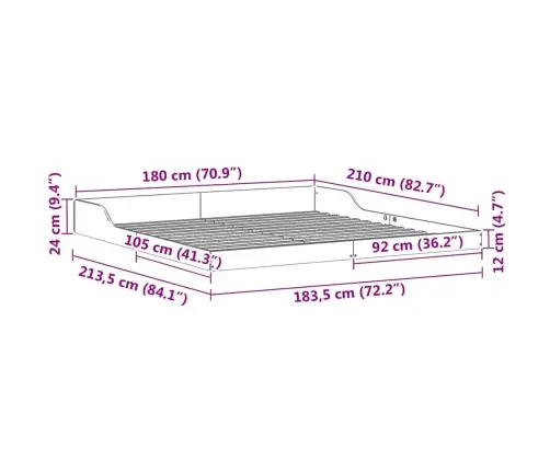 Voodi Raam Pruun 180 X 210 Cm Tahke Mänd