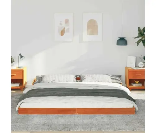 Gultas Rāmis Vaska Brūna 180 X 210 Cm Priedes Masīvkoks Vidaxl