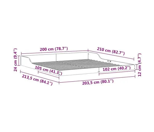 Voodi Raam Pruun 200 X 210 Cm Tahke Mänd