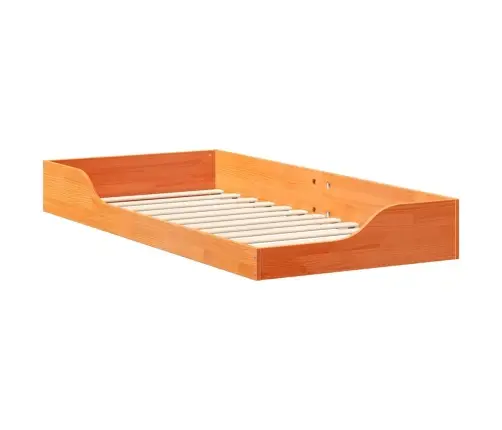 Grīdas Gultas Rāmis Vaska Brūna 100 X 200 Cm Masīvkoka Priede Vidaxl