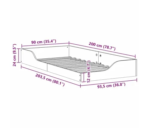 Põrandavoodiraam Pruun 90 X 200 Cm Männipuit