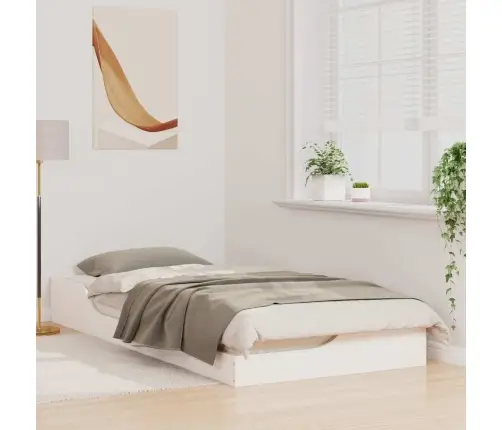 Voodi Raam Valge 90 X 200 Cm Tahke Mänd