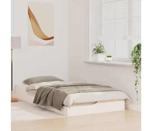 Grīdas Gultas Rāmis Balts 90 X 190 Cm Masīvkoka Priede Vidaxl