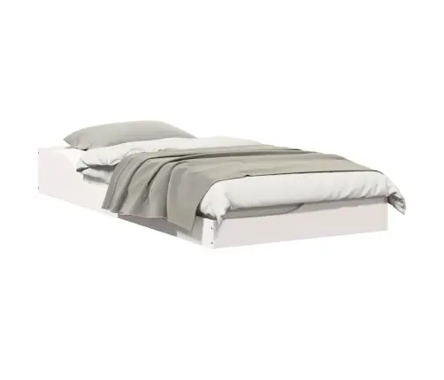 Grīdas Gultas Rāmis Balts 90 X 190 Cm Masīvkoka Priede Vidaxl