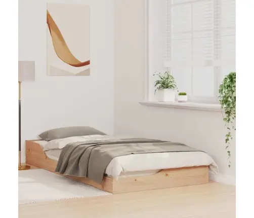 Grīdas Gultas Rāmis Brūna 75 X 190 Cm Masīvkoka Priede Vidaxl