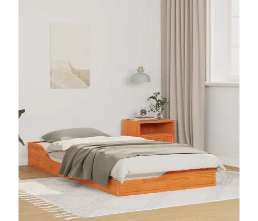 Grīdas Gultas Rāmis Vaska Brūna 75 X 190 Cm Masīvkoka Priede Vidaxl