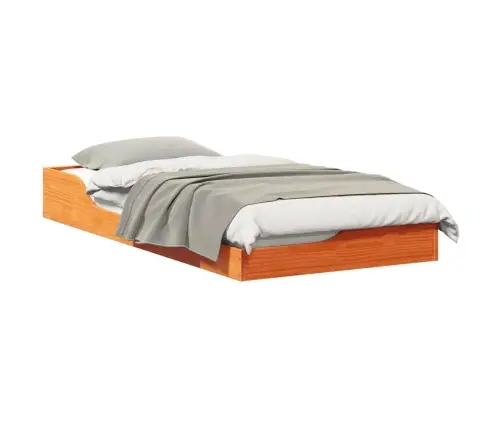 Grīdas Gultas Rāmis Vaska Brūna 75 X 190 Cm Masīvkoka Priede Vidaxl