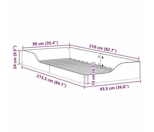 Voodi Raam Vahapruun 90 X 210 Cm Tahke Mänd