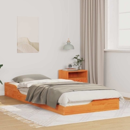 Grīdas Gultas Rāmis Vaska Brūna 80 X 220 Cm Priedes Masīvkoks Vidaxl