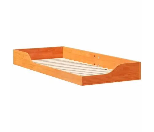 Grindų Lovos Rėmas Vaško Ruda 80 X 220 Cm Pušies Masyvas
