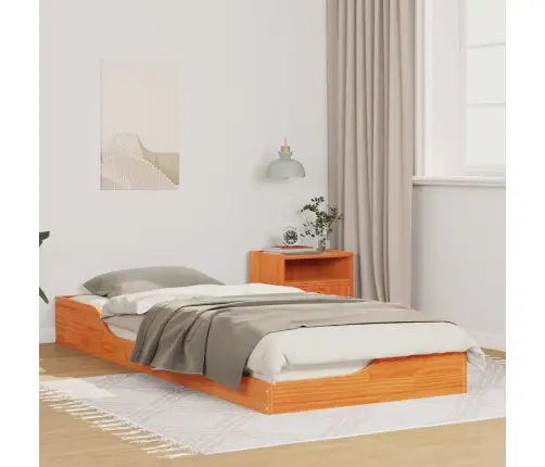 Grīdas Gultas Rāmis Vaska Brūna 90 X 220 Cm Masīvkoka Priede Vidaxl