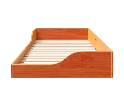 Grīdas Gultas Rāmis Vaska Brūna 90 X 220 Cm Masīvkoka Priede Vidaxl