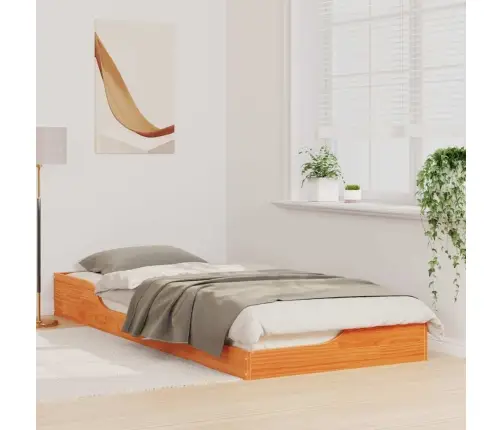 Grīdas Gultas Rāmis Vaska Brūna 100 X 220 Cm Masīvkoka Priede Vidaxl