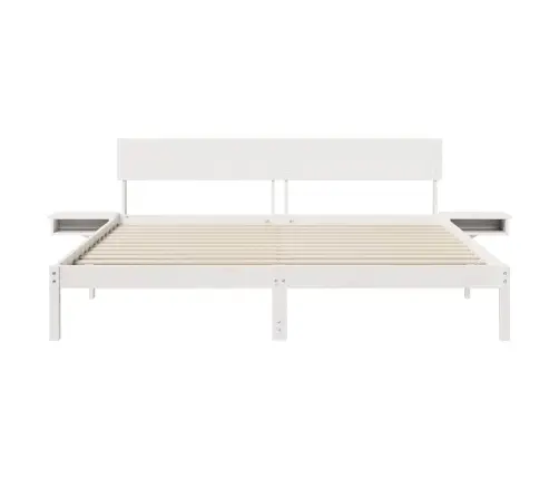 Voodi Raam Peaga Valge 180 X 200 Cm Tahke Mänd