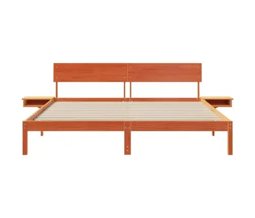 Gultas Rāmis Ar Naktsgaldiņiem Vaska Brūna 180 X 200 Cm Vidaxl